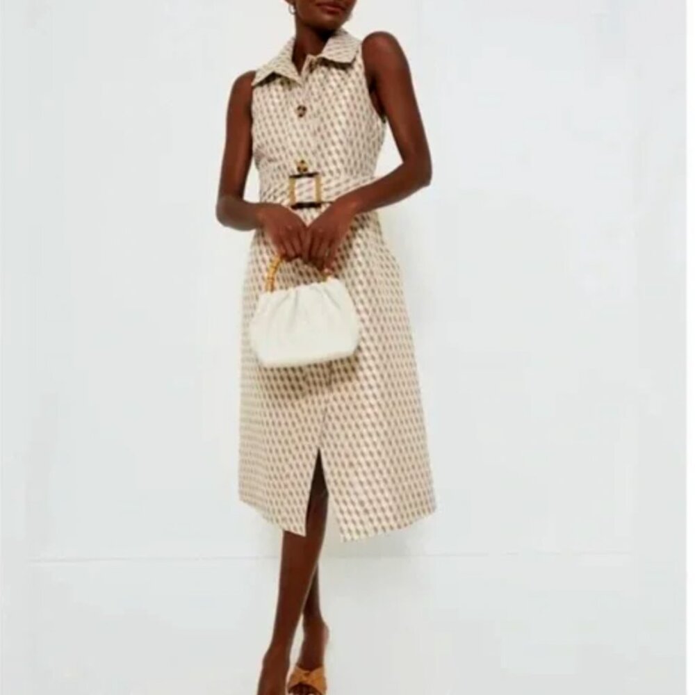 Tuckernuck Ocean Spray Sleeveless Cheyenne Dress – M –Tan & Blue Geometric Print - Picture 3 of 11